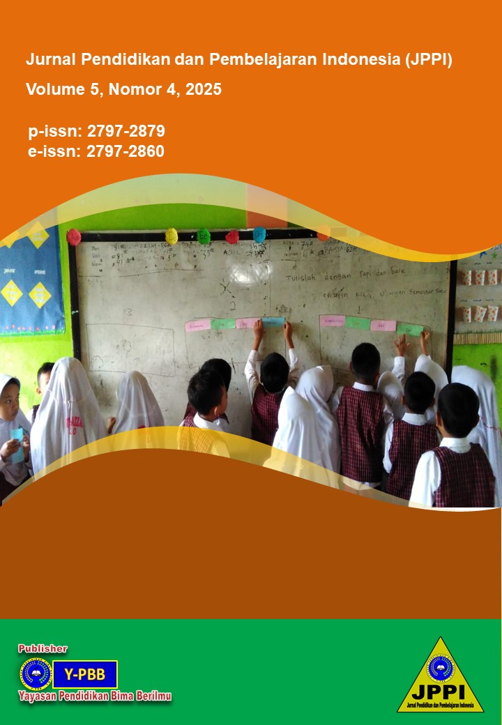 					View Vol. 5 No. 4 (2025): Jurnal Pendidikan dan Pembelajaran Indonesia (JPPI), 2025 (4)
				